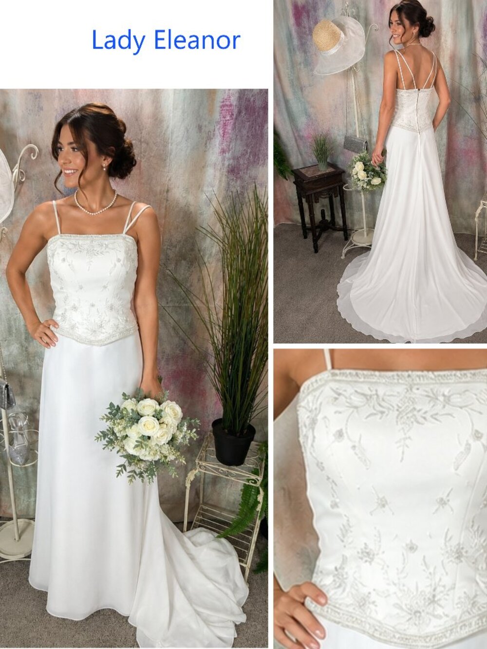 📌 Classic A-line Silhouette Embellished Beaded Bodice - Train Wedding Gown
